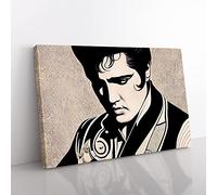 Elvis Presley Art Deco Vol.2 Canvas Wall Art Print Ready to Hang, Framed Picture for Living Room Bedroom Home Office Décor, 76x50 cm (30x20 Inch)