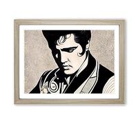 Elvis Presley Art Deco Vol.2 H1022 Framed Print for Living Room Bedroom Home Office Décor, Wall Art Picture Ready to Hang, Oak A4 Frame (34 x 25 cm)