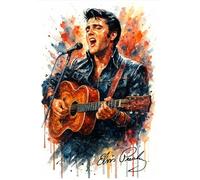 Elvis Presley Autographed Splash Art Watercolour Print. (A4 PRINT ONLY)