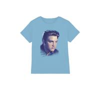 Elvis Presley Big Portrait Kids T-Shirt, Light Blue | Size: 7-8 Years Elvis Presley Light Blue 7-8 Years