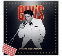 Elvis Presley Calendar 2026 Square Wall Calendar Elvis Gift Present with Free Organising Stickers Included