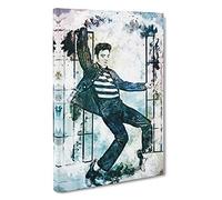 Elvis Presley Dancing in Abstract Canvas Print for Living Room Bedroom Home Office Décor, Wall Art Picture Ready to Hang, 30 x 20 Inch (76 x 50 cm)