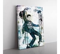 Elvis Presley Dancing In Abstract Modern Art Canvas Wall Art Print Ready to Hang, Framed Picture for Living Room Bedroom Home Office Décor, 76x50 cm (30x20 Inch)
