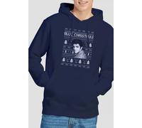 Elvis Presley Elvis Blue Ugly Christmas Fair Isle Hoodie, Navy | Size: Medium Elvis Presley Navy M