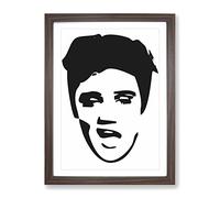 Elvis Presley Face Art Modern Framed Print | A4 Walnut Framed Wall Art | Ready to Hang | Modern Music Picture | Living Room Bedroom Lounge Office