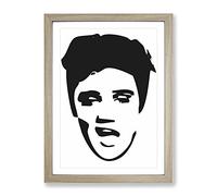 Elvis Presley Face Art Modern Framed Wall Art Print, Ready to Hang Picture for Living Room Bedroom Home Office Décor, Oak A3 (34 x 46 cm)