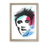 Elvis Presley Face Art V2 Modern Framed Wall Art Print, Ready to Hang Picture for Living Room Bedroom Home Office Décor, Oak A3 (34 x 46 cm)