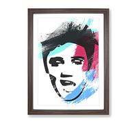 Elvis Presley Face Art V2 Modern Framed Wall Art Print, Ready to Hang Picture for Living Room Bedroom Home Office Décor, Walnut A2 (64 x 46 cm)