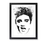 Elvis Presley Face Art V4 Modern Framed Wall Art Print, Ready to Hang Picture for Living Room Bedroom Home Office Décor, Black A4 (34 x 25 cm)