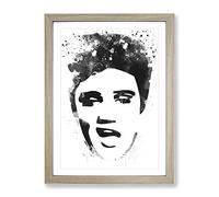 Elvis Presley Face Art V4 Modern Framed Wall Art Print, Ready to Hang Picture for Living Room Bedroom Home Office Décor, Oak A2 (64 x 46 cm)
