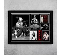 Elvis Presley Framed A4 Picture Display - King of Rock N Roll Music Photo Collage, Printed Autograph Wall Art, Framed Singer Memorabilia Fan Gift