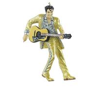 Elvis Presley in Gold Suit Holding Guitar Christmas Ornament