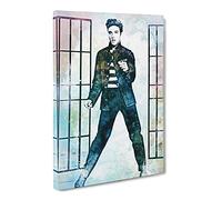 Elvis Presley In Jailhouse Rock In Abstract Modern Art Canvas Wall Art Print Ready to Hang, Framed Picture for Living Room Bedroom Home Office Décor, 30x20 Inch (76x50 cm)