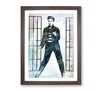 Elvis Presley In Jailhouse Rock In Abstract Modern Art Framed Wall Art Print, Ready to Hang Picture for Living Room Bedroom Home Office Décor, Walnut A4 (34 x 25 cm)
