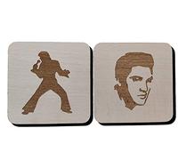 ELVIS PRESLEY INSPIRED COASTERS DRINK MAT ENGRAVED PRESENT GIFT (Both BEECH)