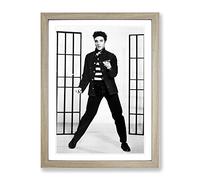 Elvis Presley Jailhouse Rock No.2 Modern Framed Wall Art Print, Ready to Hang Picture for Living Room Bedroom Home Office Décor, Oak A4 (34 x 25 cm)