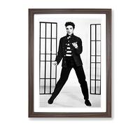 Elvis Presley Jailhouse Rock No.2 Modern Framed Wall Art Print, Ready to Hang Picture for Living Room Bedroom Home Office Décor, Walnut A4 (34 x 25 cm)