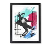 Elvis Presley Jailhouse Rock V2 Modern Framed Wall Art Print, Ready to Hang Picture for Living Room Bedroom Home Office Décor, Black A2 (64 x 46 cm)