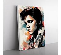Elvis Presley Line Art Canvas Print for Living Room Bedroom Home Office Décor, Wall Art Picture Ready to Hang, 76x50 cm (30x20 Inch)
