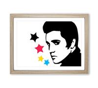 Elvis Presley Modern Framed Wall Art Print, Ready to Hang Picture for Living Room Bedroom Home Office Décor, Oak A2 (64 x 46 cm)