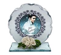 Elvis Presley, My Way, Cut Glass Round Plaque Special Occasion Porcelain White Roses Tribute Limited Edition