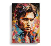 Elvis Presley Neo-Plasticism Art Canvas Print | Gallery Wrapped 30mm Frame Wall Art | 30x20 inches | Ready to Hang | Contemporary Picture | Living Room Bedroom Lounge Office