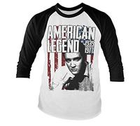 ELVIS PRESLEY Officially Licensed American Legend Baseball 3/4 Sleeve T-Shirt (Black-White)