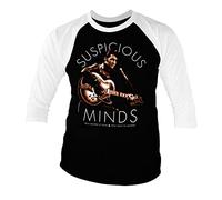 ELVIS PRESLEY Officially Licensed Suspicious Minds Baseball 3/4 Sleeve T-Shirt (Black-White)