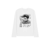 Elvis Presley Relaxing Long Sleeve T-Shirt, White | Size: Large Elvis Presley White L