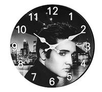 Elvis Presley Retro Music Legend Portrait Glass Clock (30cm Diameter), Portrait Clock, Wall Clock, Legend Clock