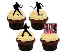 Elvis Presley Silhouettes, Edible Cupcake Toppers - Stand-up Wafer Cake Decorations (Pack of 12)