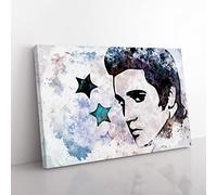 Elvis Presley Stars In Abstract Modern Canvas Wall Art Print Ready to Hang, Framed Picture for Living Room Bedroom Home Office Décor, 60x40 cm (24x16 Inch)