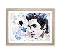 Elvis Presley Stars In Abstract Modern Framed Print | A3 Oak Framed Wall Art | Ready to Hang | Abstract Music Picture | Living Room Bedroom Lounge Office
