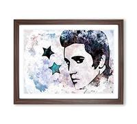 Elvis Presley Stars In Abstract Modern Framed Wall Art Print, Ready to Hang Picture for Living Room Bedroom Home Office Décor, Walnut A3 (46 x 34 cm)