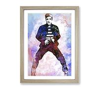 Elvis Presley The Jailhouse Rock In Abstract Modern Art Framed Print | A4 Oak Framed Wall Art | Ready to Hang | Abstract Music Picture | Living Room Bedroom Lounge Office