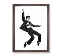 Elvis Presley The Jailhouse Rock Modern Framed Print | A3 Walnut Framed Wall Art | Ready to Hang | Modern Music Picture | Living Room Bedroom Lounge Office