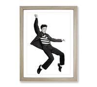 Elvis Presley The Jailhouse Rock Modern Framed Print | A4 Oak Framed Wall Art | Ready to Hang | Modern Music Picture | Living Room Bedroom Lounge Office