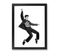 Elvis Presley The Jailhouse Rock Modern Framed Wall Art Print, Ready to Hang Picture for Living Room Bedroom Home Office Décor, Black A3 (34 x 46 cm)