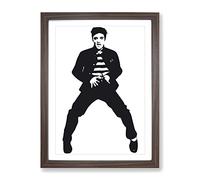 Elvis Presley The Jailhouse Rock No.2 Modern Framed Print | A3 Walnut Framed Wall Art | Ready to Hang | Modern Music Picture | Living Room Bedroom Lounge Office