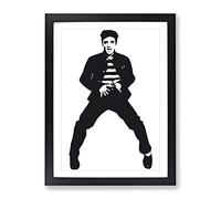 Elvis Presley The Jailhouse Rock No.2 Modern Framed Print | A4 Black Framed Wall Art | Ready to Hang | Modern Music Picture | Living Room Bedroom Lounge Office