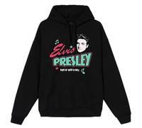 ELVIS PRESLEY Unisex-Adult Official Merch Blue/Black Logo Hoodie Hooded Sweatshirt, XXL