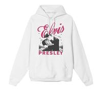 ELVIS PRESLEY Unisex-Adult Official Merch on Stage Hoodie Hooded Sweatshirt, White, S