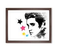 Elvis Presley V3 Modern Framed Wall Art Print, Ready to Hang Picture for Living Room Bedroom Home Office Décor, Walnut A4 (34 x 25 cm)