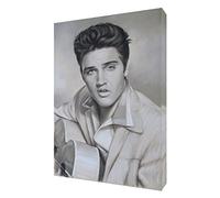 Elvis Presley WIT Charcoal Soft Pastel Paint Print ON Framed Canvas Wall Art 20 x 16 inch -38mm Depth