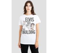 Elvis Presley Women's Elvis Has Left The Building T-Shirt, White | Size: Small Elvis Presley White S