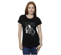Elvis Presley Women's Logo Portrait Cotton T-Shirt in Black | Size: XL Elvis Presley Black XL
