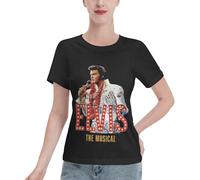 Elvis Singer Rock-Presley Women's t-Shirts Fashion Graphic Oversized t Shirts for Women Black top Casual Gym Tops M