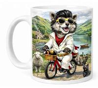 Elvis Style Dog Cycling Lake District Scenic Coffee Cup Gift Mug