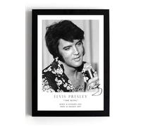 ELVIS - 'The King' repro signed - black & white - wall art print A5 Framed (framed 21 x 16 cms)