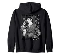Elvis Triple Logo Portrait King of Rock'n'Roll Music Zip Hoodie